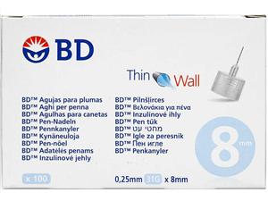 BD Thin Wall Penkanyle 31G 8 mm 100 stk