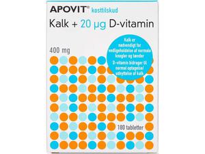 Apovit Kalk + 20 µg D-vitamin 400/20 mg/µg 180 stk