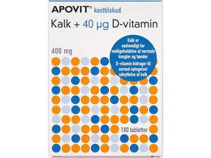 Apovit Kalk + 40 µg D-vitamin 400/40 mg/µg 180 stk