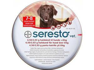 Seresto Vet. t. hund over 8 kg 1 stk Halsbånd 4,50 g+2,03 g