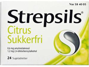 Strepsils Citrus Sukkerfri 0,6+1,2 mg 24 stk