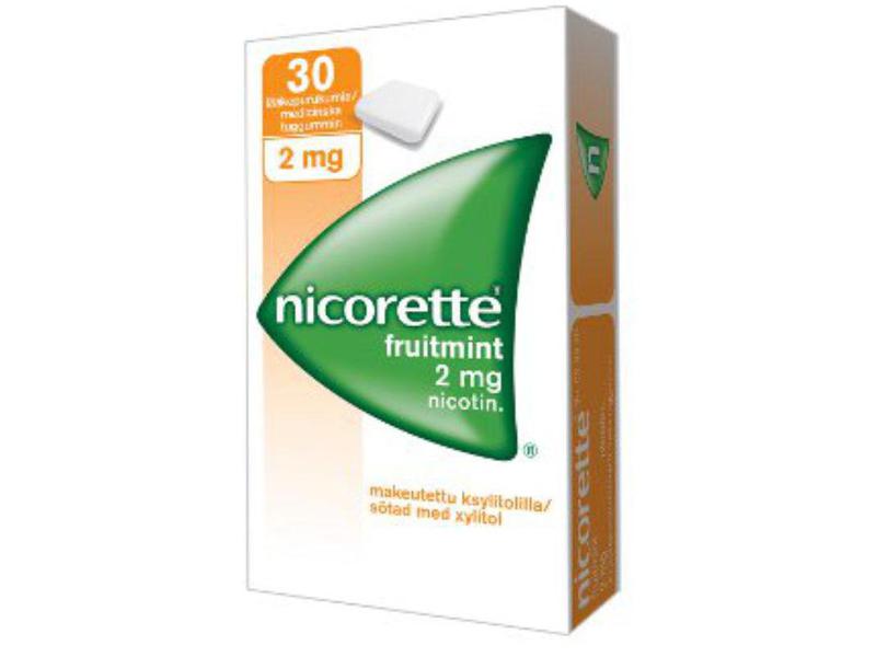 Alin hinta Nicorette Fruitmint 2 mg nikotiinipurukumi 30 fol