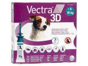 VECTRA 3D ulkoloisten häätöön 3x1,6 ml pipettiä, yli 4-10 kg koiralle