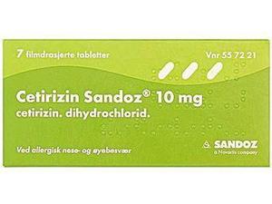 Cetirizin Sandoz 10mg tabletter 7 stk