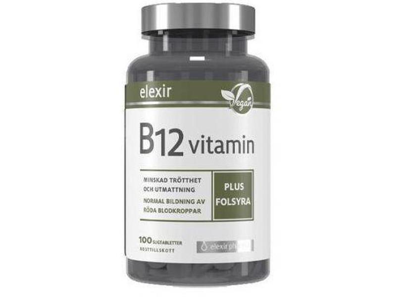 Laveste Pris For Elexir Pharma B-12 Vitamin Vegan 100 Tabletter