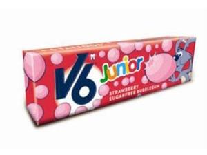 V6 Junior bobletyggegummi jordbær 5 stk