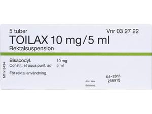 Toilax rektalsuspension 10 mg/5 ml tub 5 x 5 ml