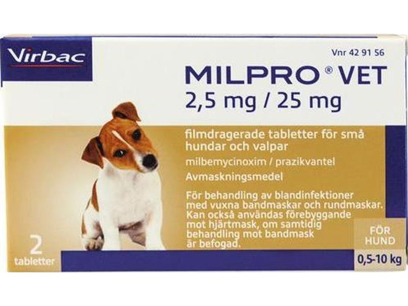Lägsta for Milpro Vet för Hund 2,5 mg / 25 tabletter