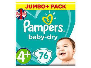 Pampers Baby-Dry Size 4+, 76 Nappies, 10-15kg, Jumbo+ Pack