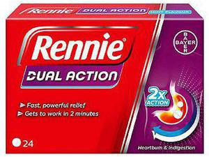 Rennie Dual Action Mint Chewable Tablets - 24 Tablets