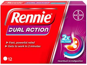 Rennie Dual Action Mint Chewable Tablets - 12 Tablets