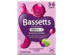 Bassetts Blackcurrant & Apple Flavour Multivitamins with Omega 3 - 3-6 Years. 30 Pack