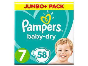 Pampers Baby-Dry Size 7, 58 Nappies, 15kg+, Jumbo+ Pack